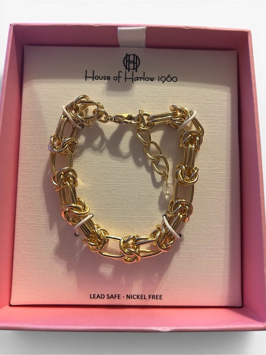House of Harlow 1960 Jewelry - House of Harlow 1960 Gold Knotted Link Bracelet with Adjustable Chain